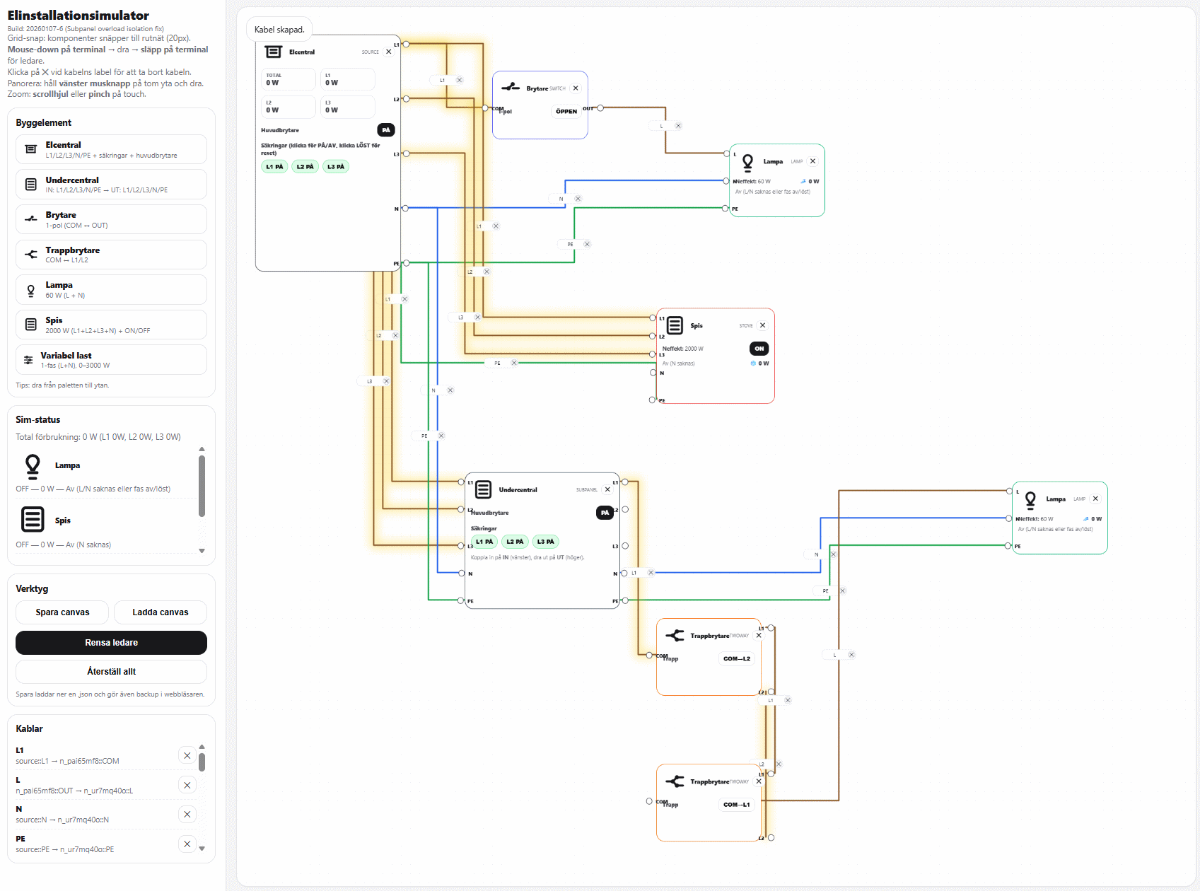 Elsim – web-app/simulator för elinstallationer
